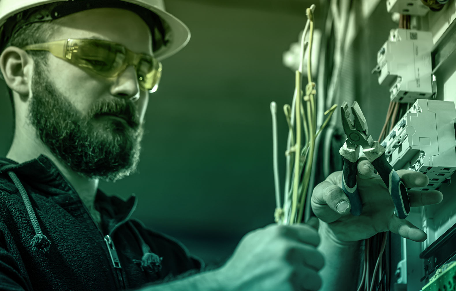 maintenance technician fixing cables
